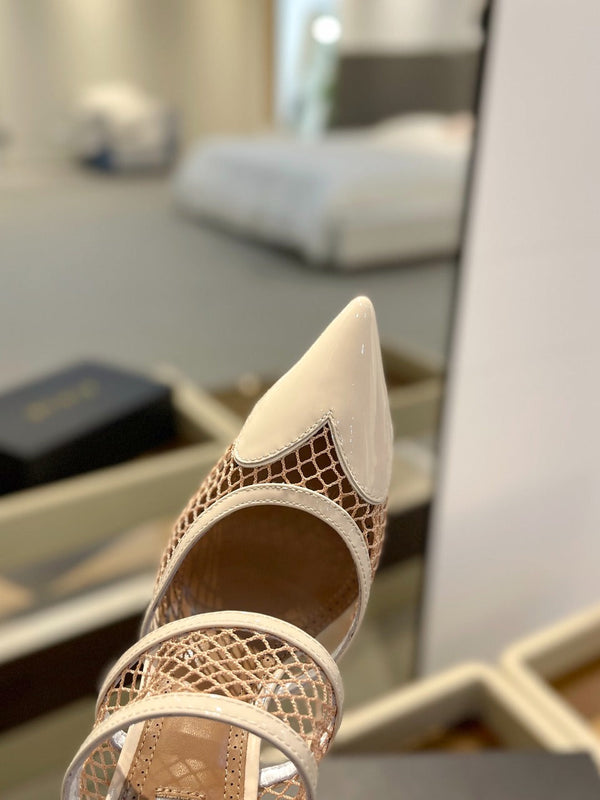 alaia mule 110 fishnet crema cuore pelle di agnello