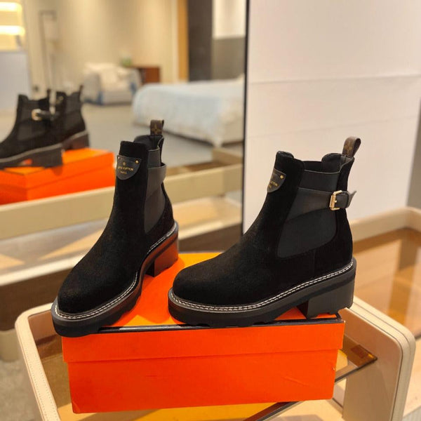 LV Beaubourg Ankle Boot 100mm Black Suede