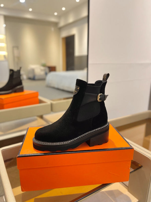 LV Beaubourg Ankle Boot 100mm Black Suede