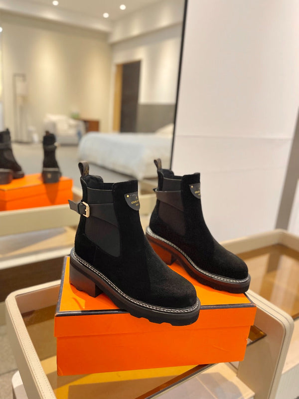 LV Beaubourg Ankle Boot 100mm Black Suede