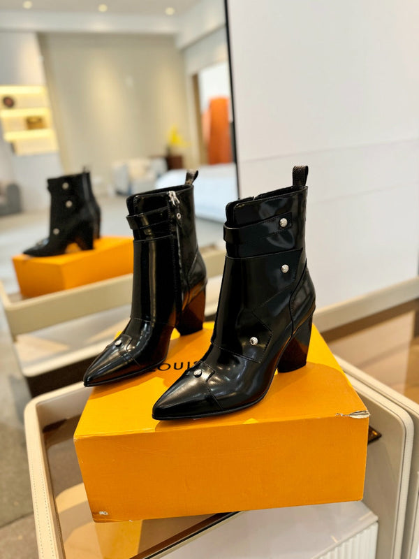 Stivaletto LV Trinity 75mm in pelle di vitello nera lucida