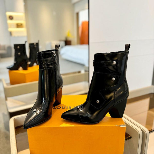 Stivaletto LV Trinity 75mm in pelle di vitello nera lucida