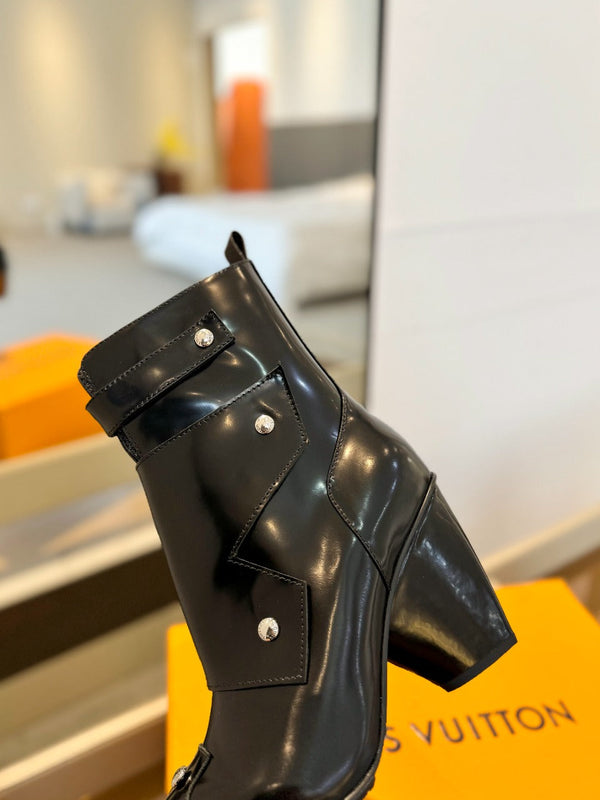 Stivaletto LV Trinity 75mm in pelle di vitello nera lucida