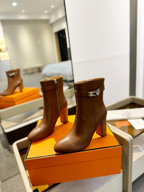 Stivaletto HM Saint Germain 85mm in pelle di vacchetta marrone 961645