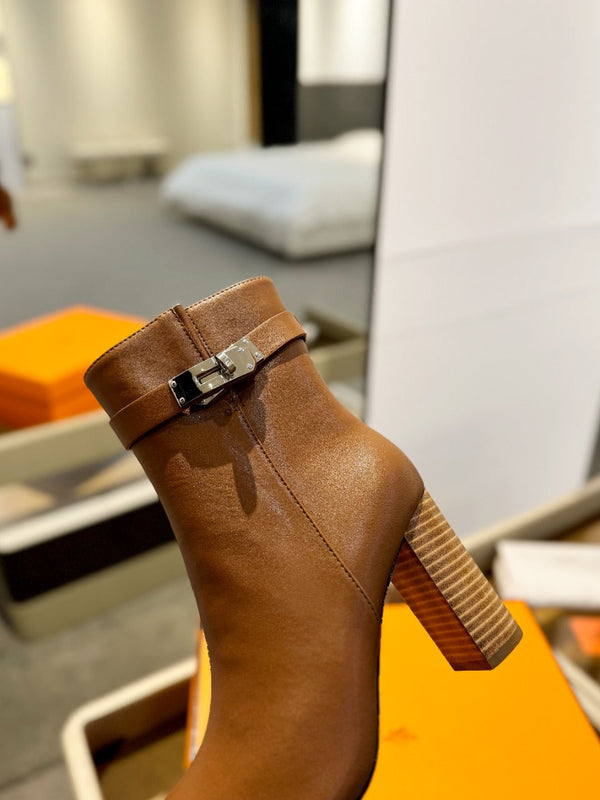 Stivaletto HM Saint Germain 85mm in pelle di vacchetta marrone 961645