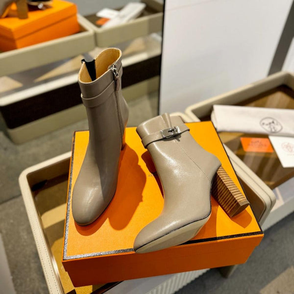 Stivaletto HM Saint Germain 85mm Beige Marrone Chiaro Pelle di Vacchetta 961649