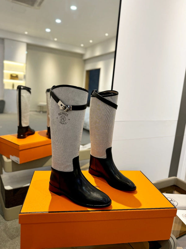 HM Jumping Boot 20mm Black Mix Grey White Cowhide And Tech Fabric  961653