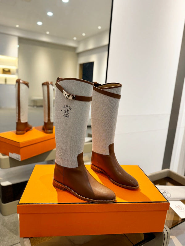 HM Jumping Boot 20mm Brown Mix Grey White Cowhide And Tech Fabric 961657