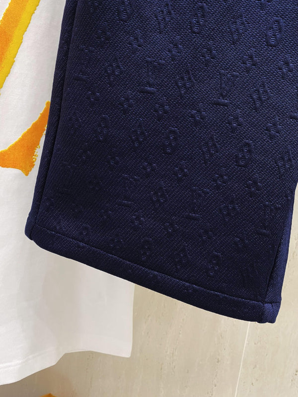 LV PANTALONCINI CASUAL IN COTONE ELASTICIZZATO BLU NAVY 239611