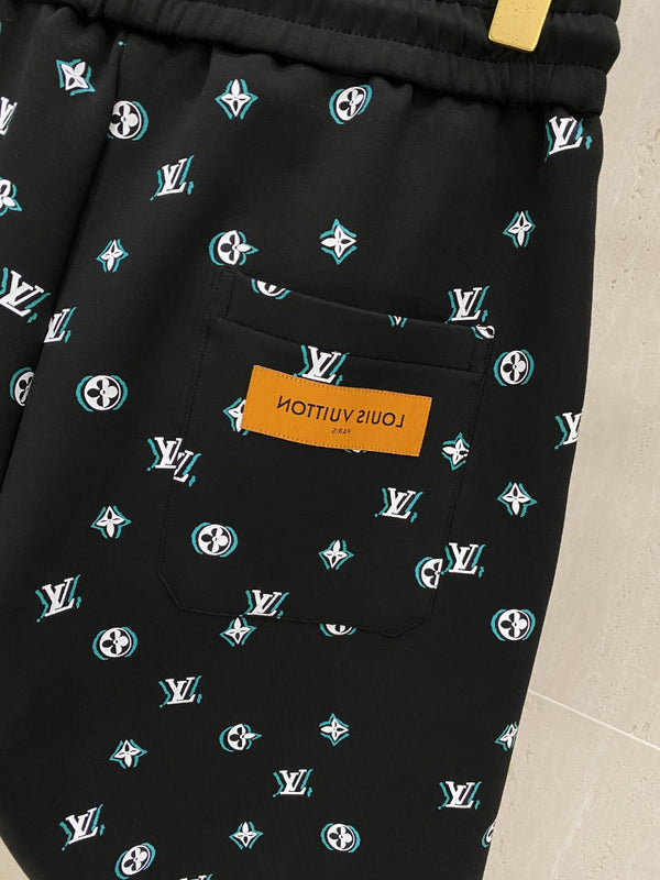 LV PANTALONCINI CASUAL IN TESSUTO ELASTICIZZATO DI COTONE BIANCO E NERO 239612