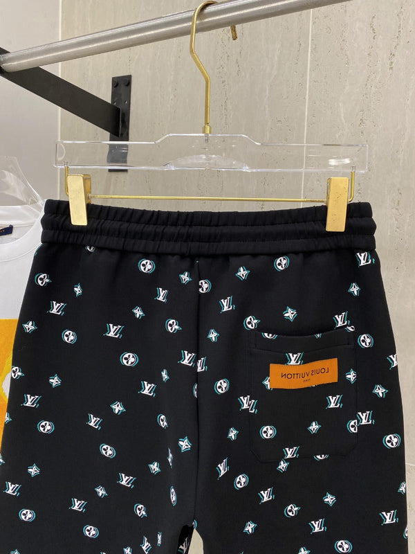 LV PANTALONCINI CASUAL IN TESSUTO ELASTICIZZATO DI COTONE BIANCO E NERO 239612