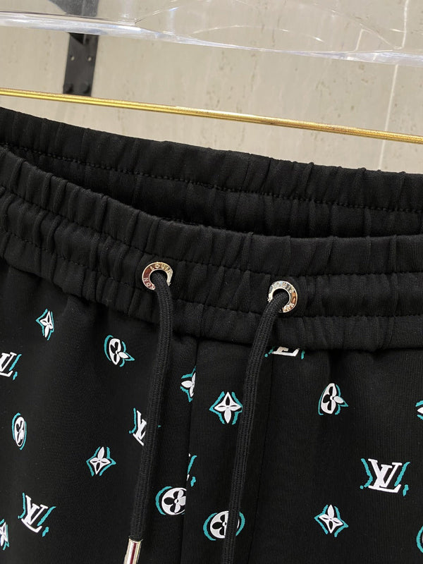 LV PANTALONCINI CASUAL IN TESSUTO ELASTICIZZATO DI COTONE BIANCO E NERO 239612