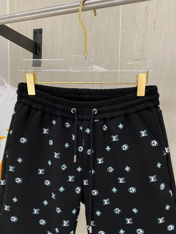 LV PANTALONCINI CASUAL IN TESSUTO ELASTICIZZATO DI COTONE BIANCO E NERO 239612