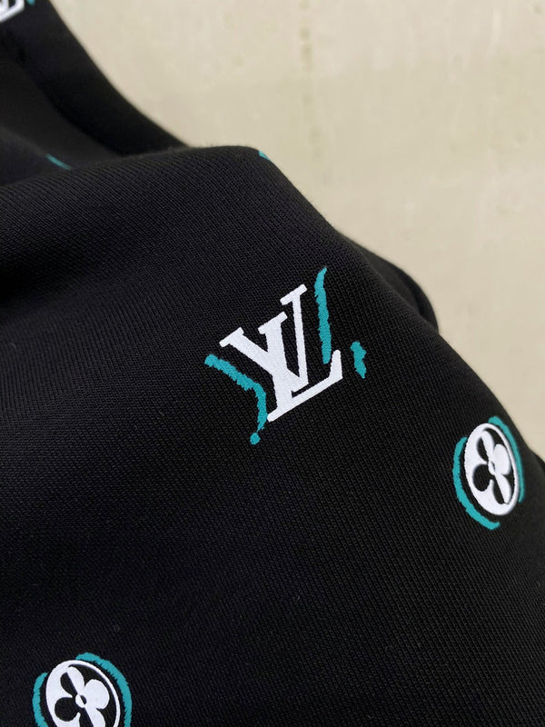 LV PANTALONCINI CASUAL IN TESSUTO ELASTICIZZATO DI COTONE BIANCO E NERO 239612