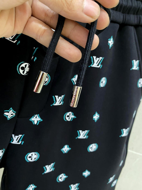 LV PANTALONCINI CASUAL IN TESSUTO ELASTICIZZATO DI COTONE BIANCO E NERO 239612