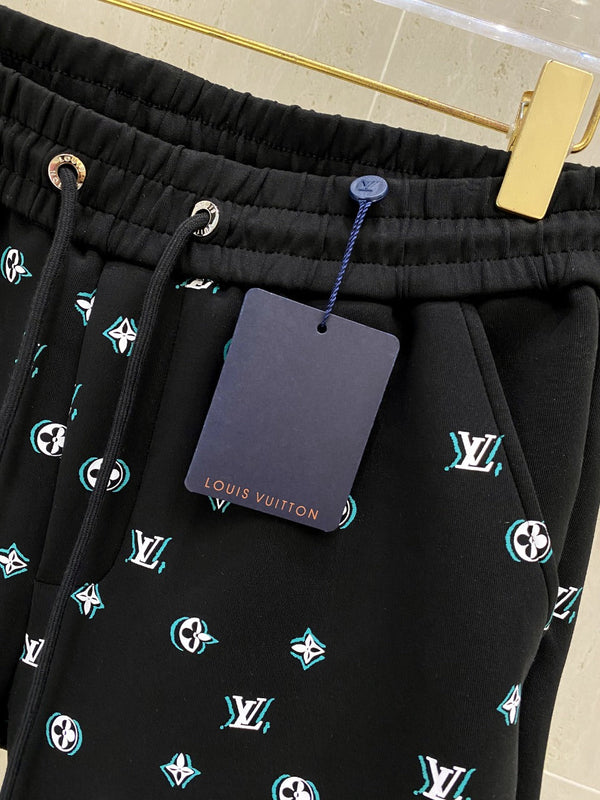LV PANTALONCINI CASUAL IN TESSUTO ELASTICIZZATO DI COTONE BIANCO E NERO 239612