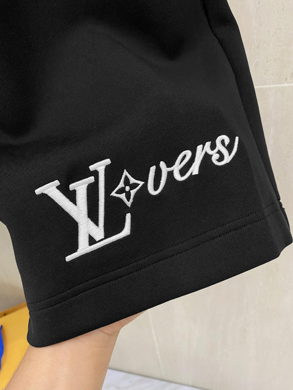 LV PANTALONCINI CASUAL IN COTONE ELASTICIZZATO NERO 239613