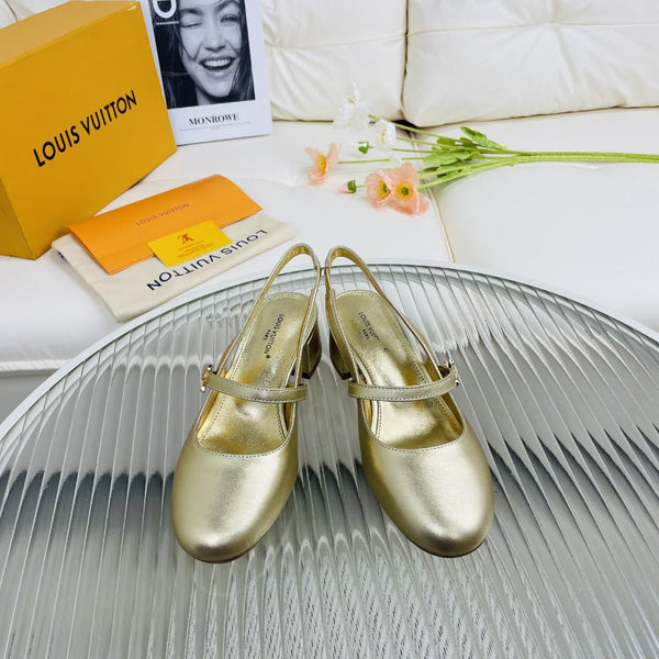 LV Slingback Gold Metallic Lambskin