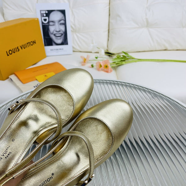 LV Slingback Gold Metallic Lambskin