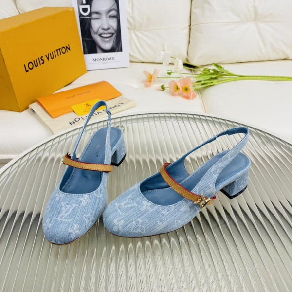 LV Slingback Blue Monogram Jacquard Fabric