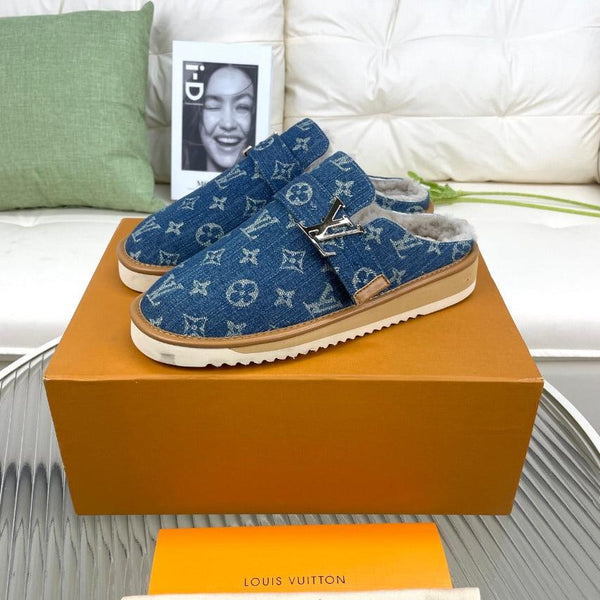 LV Mule Blue Monogram in pelle di agnello