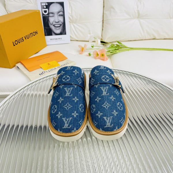 LV Mule Blue Monogram in pelle di agnello