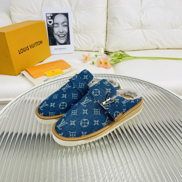 LV Mule Blue Monogram in pelle di agnello