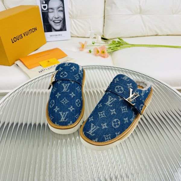 LV Mule Blue Monogram in pelle di agnello