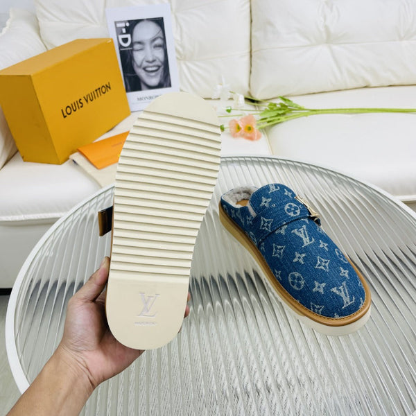 LV Mule Blue Monogram in pelle di agnello