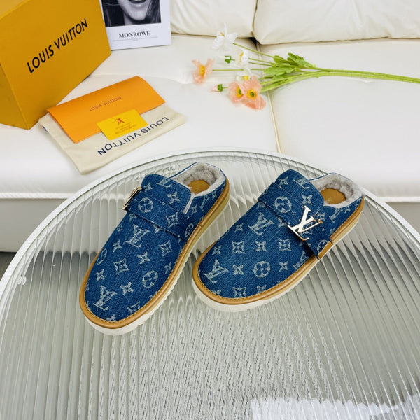 LV Mule Blue Monogram in pelle di agnello