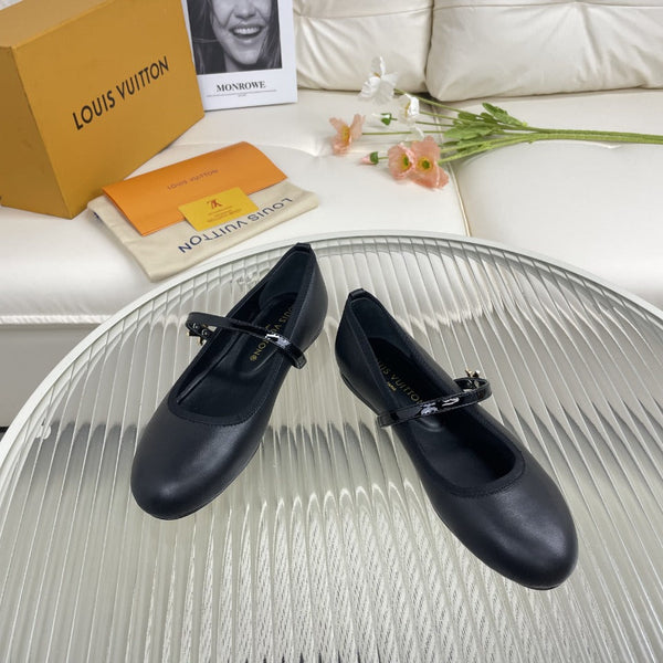 LV Flat Ballerina Black Lambskin