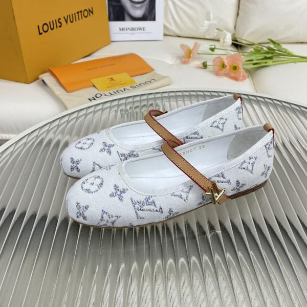 LV Flat Ballerina White Lambskin