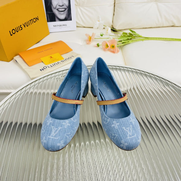LV Medium-Heel 35mm Pumps Blue Monogram Jacquard Fabric