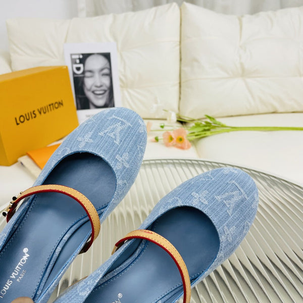 LV Medium-Heel 35mm Pumps Blue Monogram Jacquard Fabric