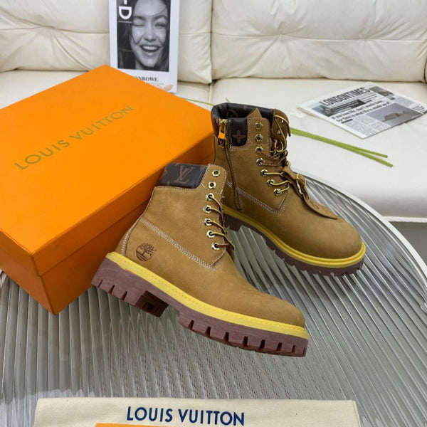 LV x Timberland Ankle Boot 50mm Brown Yellow Nubuck Leather