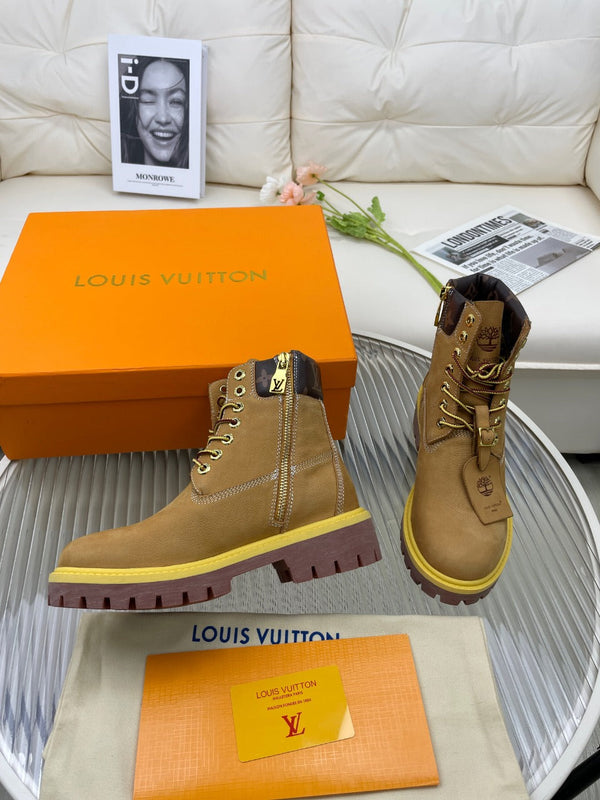 LV x Timberland Ankle Boot 50mm Brown Yellow Nubuck Leather