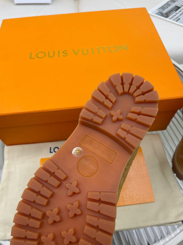 Stivaletto alla caviglia LV x Timberland 6-In 50mm in pelle nabuk monogrammata marrone giallo