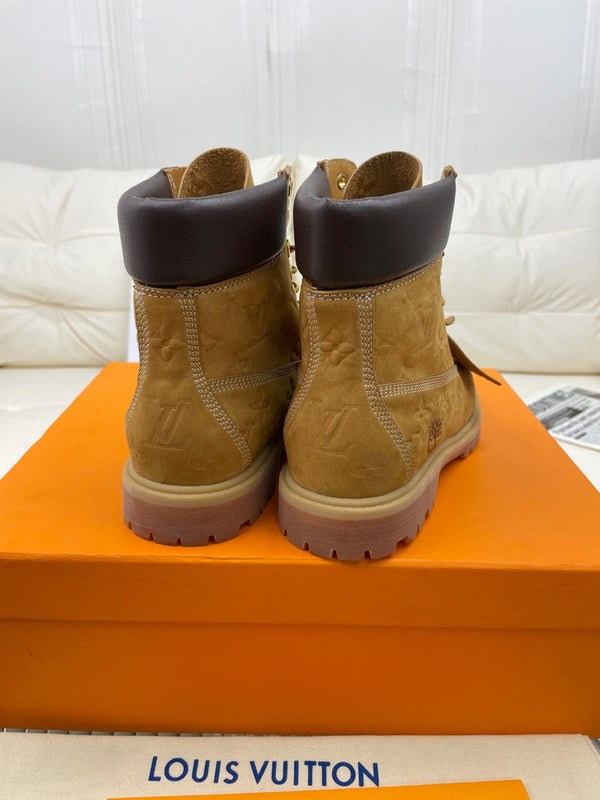 Stivaletto alla caviglia LV x Timberland 6-In 50mm in pelle nabuk monogrammata marrone giallo