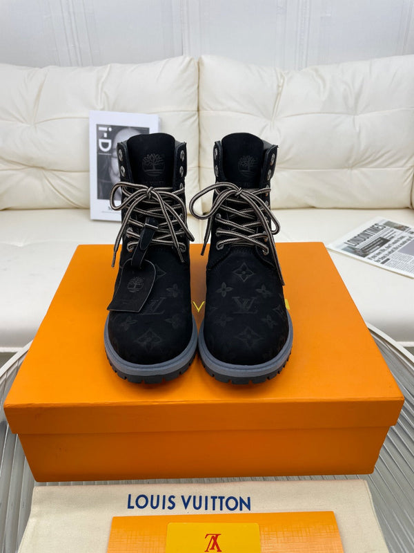 LV x Timberland 6-In Ankle Boot 50mm Black Monogram Nubuck Leather