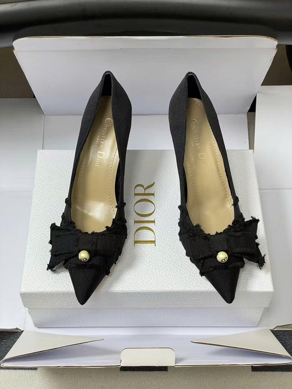 CD Adiorable Pearl Fringe 10cm Pumps in Black Silk Grosgrain