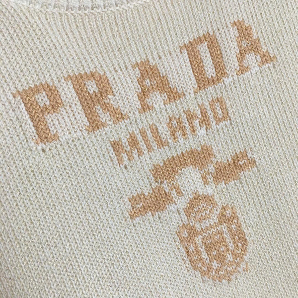 Prad Logo Crew-Neck  Sweater in Bright Silk Blend Wool